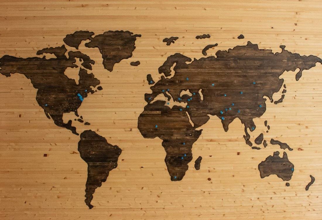 Wooden world map