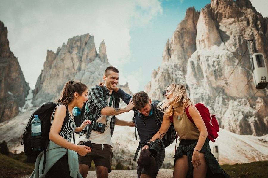 Group of friends on a trip together
